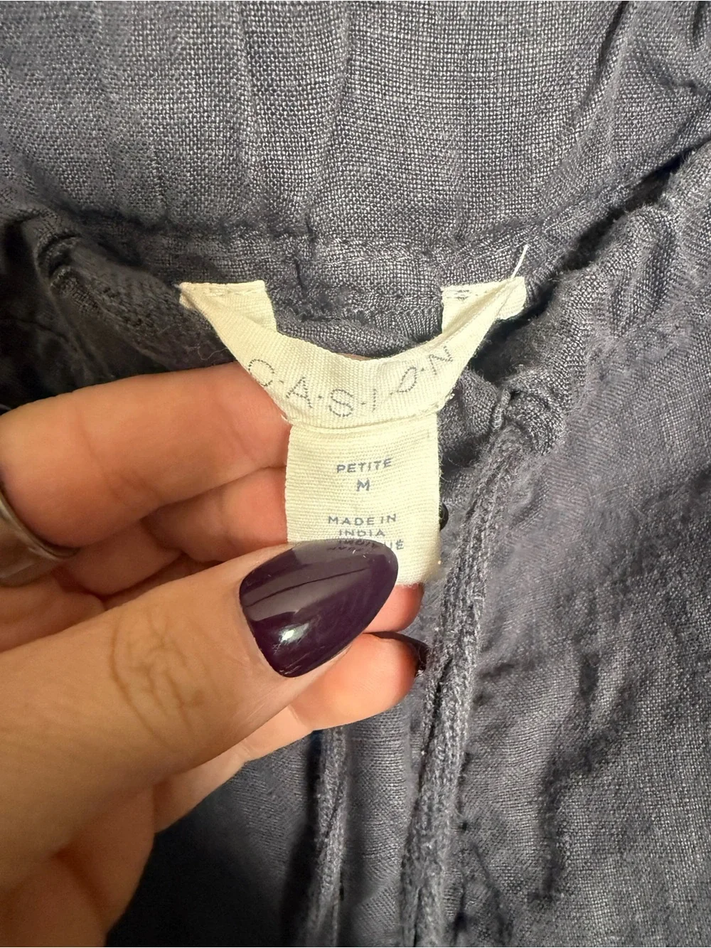 Caslon Petite Linen Blend Jogger Pants Size Medium Gray Purple